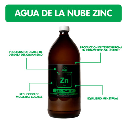 Agua de la Nube con Nanopartículas de Zinc Zn 20ppm (1000 mL/ 34 fl oz)