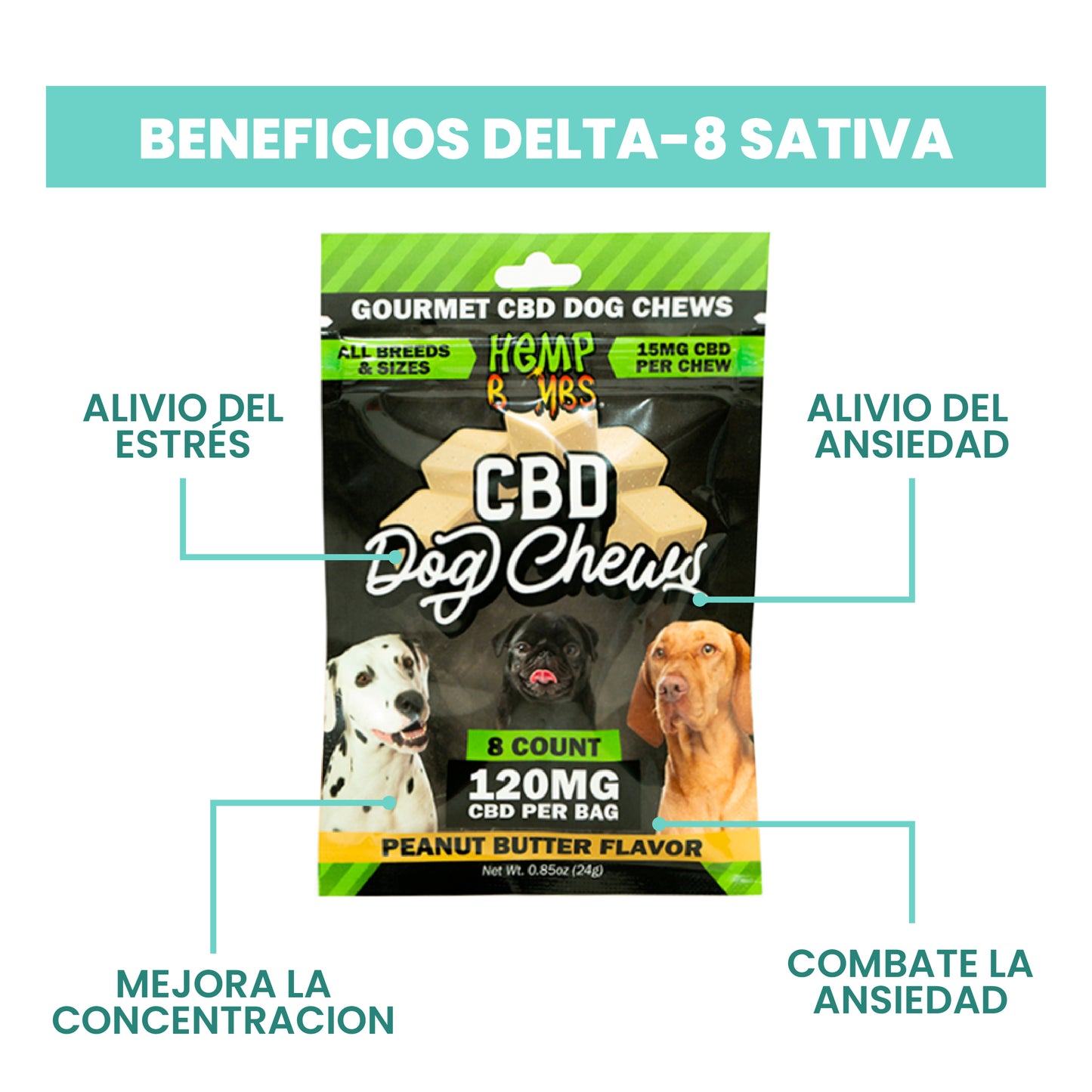 Premios CBD para Mascotas de 225 mg (15 días) - Santa María