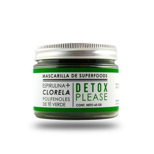 Mascarilla Facial Detox Please: Superfoods Espirulina + Clorela (60 g)