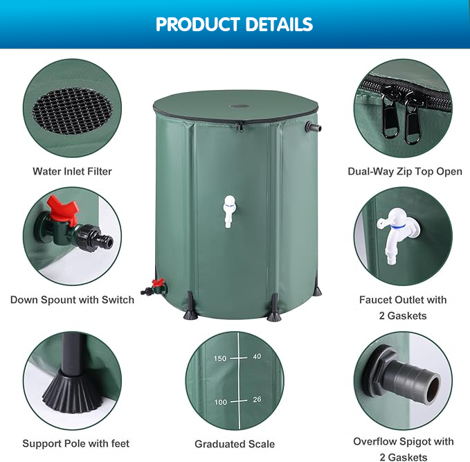 Contenedor de agua para emergencias - Plegable (53 Gal / 200 litros)
