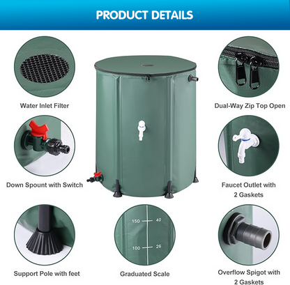 Contenedor de agua para emergencias - Plegable (53 Gal / 200 litros)